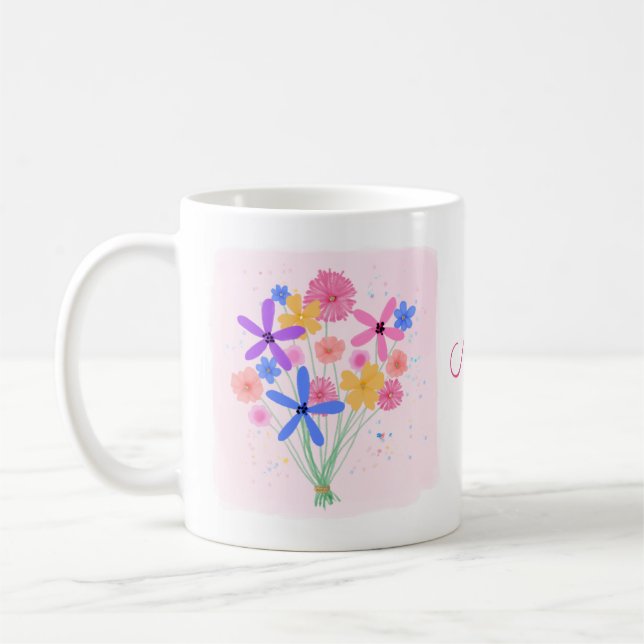 Caneca De Café Doce Buquê Floral (Esquerda)