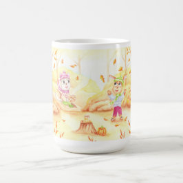 Caneca De Café Doce caminhada do outono na floresta