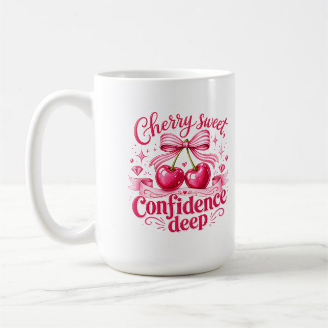 Caneca De Café Doce Confiança Cereja Rosa Profundo Coquete Citaçã (Esquerda)