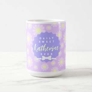 Caneca De Café Doce Daisy Baby Pastel Purple Yellow