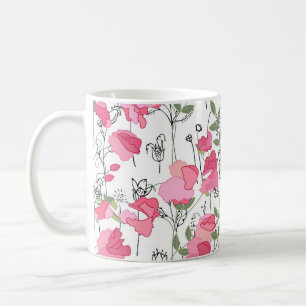 Caneca De Café Doce Ervilha: Textura Floral de Verão.