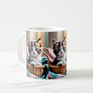 Caneca De Café Doce Gatinho em uma cesta - Momento ensopado