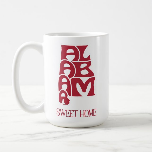 Caneca De Café Doce Lar Alabama Carmesim (Esquerda)