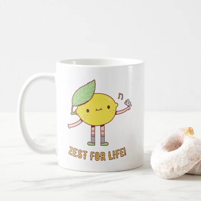 Caneca De Café Doce Limão e Pássaro Zest Para a Vida (Com Donut)