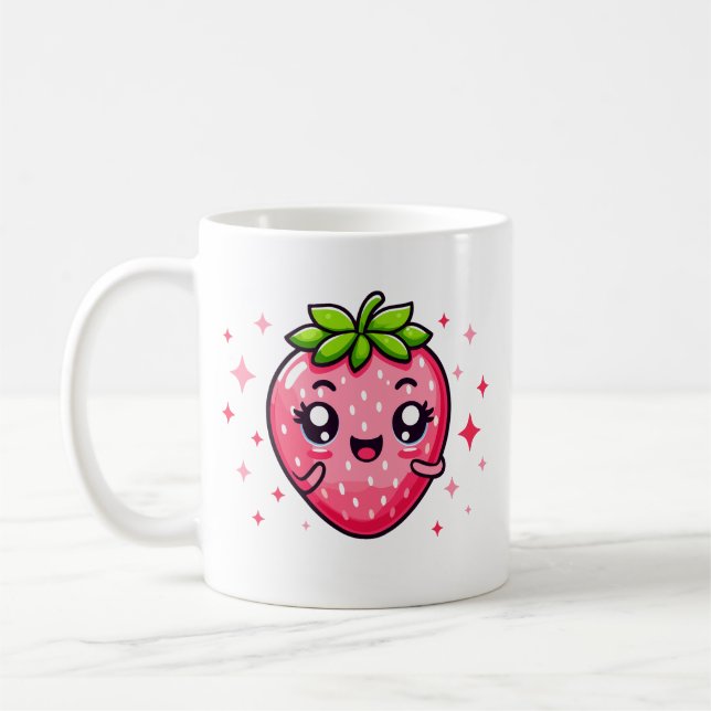 Caneca De Café Doce Morango Kawaii (Esquerda)