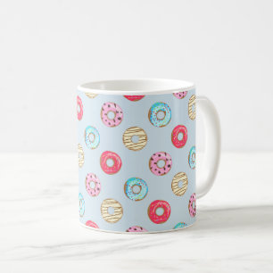 Caneca De Café Doce Padrão de Donut Glacê Azul Claro