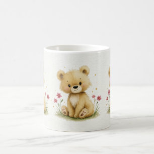 Caneca De Café Doce Pequeno Teddy em um Jardim Estrelado