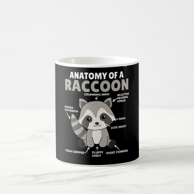 Caneca De Café Doce Raccoon Explicação Anatomia De Um Raccoon (Centro)