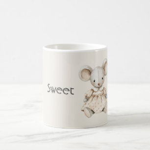 Caneca De Café Doce Ratinho Fofo Vestindo Um Vestido