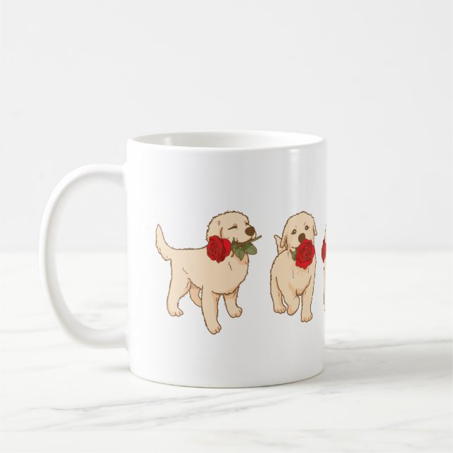 Caneca De Café Doce Rosa Cachorrinho (Esquerda)