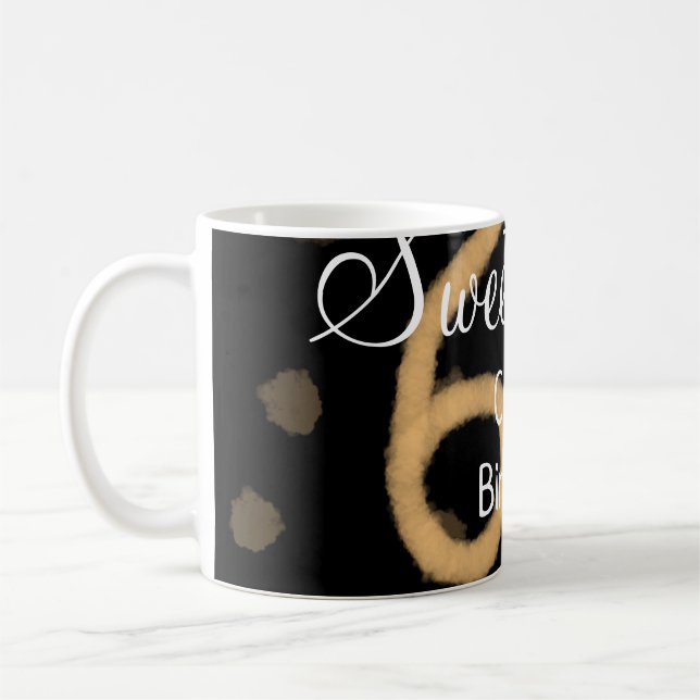 Caneca De Café Doce Sessenta adiciona nome data aniversário polka (Esquerda)
