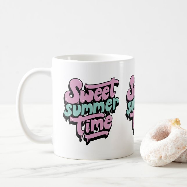 Caneca De Café Doce Tempo de Verão Retrô (Com Donut)