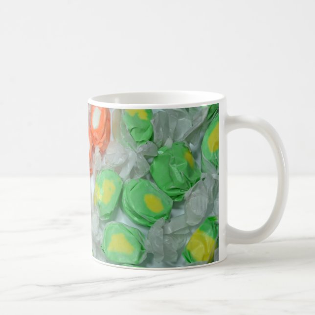 Caneca de café doce, verde e laranja taffy (Direita)