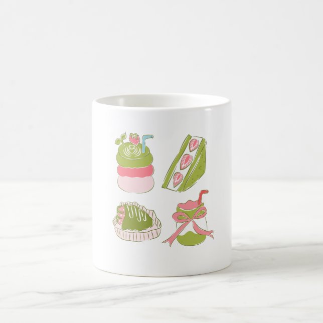 Caneca De Café Doces Bebidas de Matcha e Morango (Centro)