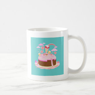 Caneca De Café Doces e bolo de chocolate para festa de aniversári