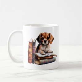 Caneca De Café Docinho com Livros e Óculos