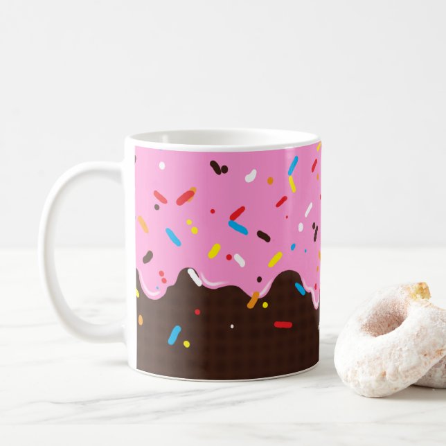 Caneca De Café Docinho de Chocolate Rosa (Com Donut)
