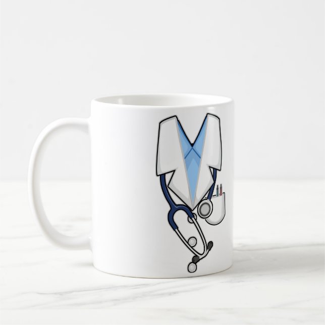Caneca De Café Doctor Costume White Lab Coat Stethoscope (Esquerda)