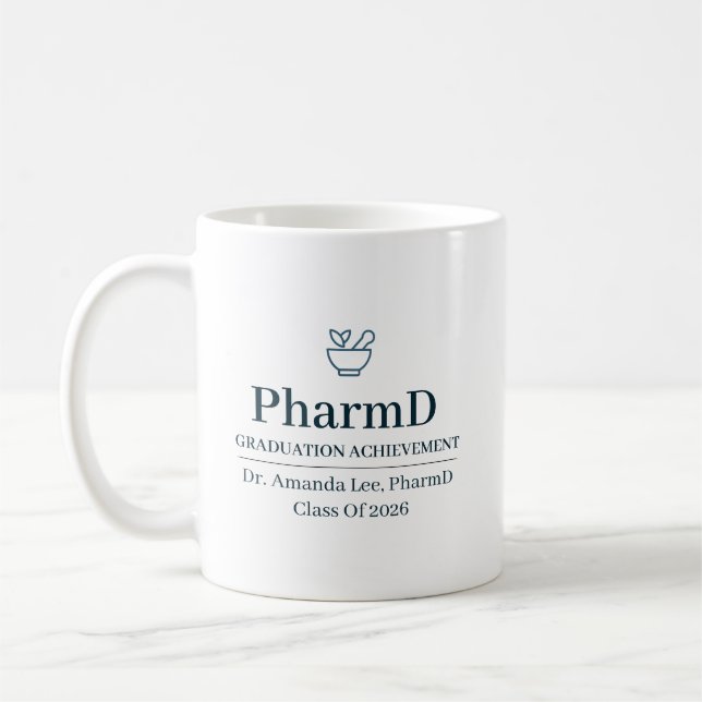 Caneca De Café Doctor of Pharmacy Custom Name Since Year (Esquerda)