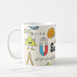 Caneca De Café Dodles Científicos: Conjunto Escolar Desenho À Mão