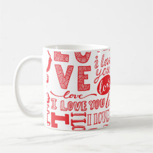 Caneca De Café Dodles De Amor Desenhados À Mão Em Segundo Plano