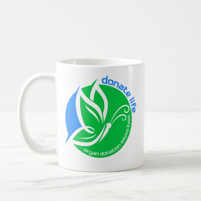 Caneca De Café Doe Vida uma Borboleta de Conscientização de Doado (Esquerda)
