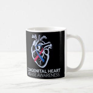 Caneca De Café Doença Cardíaca Congênito Com Fita Vermelha E Azul