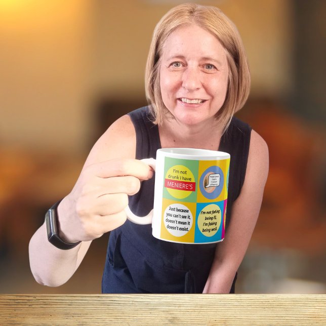 Caneca De Café Doença de Menieres enxaqueca vestibular vertigens  (Criador carregado)