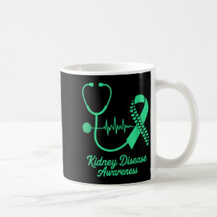 Caneca De Café Doença renal consciência marcha verde laço coração