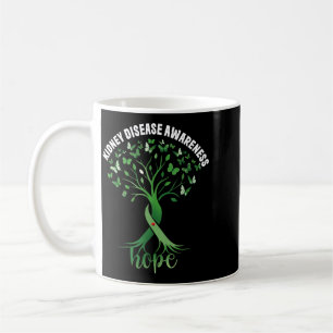 Caneca De Café Doença Renal Conscientização Fita Verde Árvore Esp