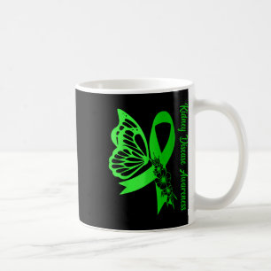 Caneca De Café Doença renal Sensibilização Borboleta Verde Fita S
