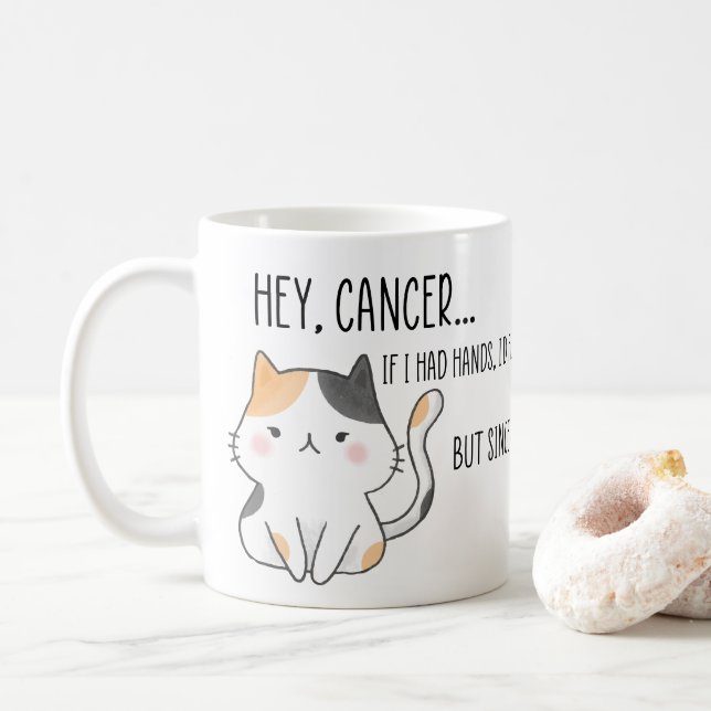 Caneca De Café Doente Cancer Engraçado, Gatos Por Cima (Com Donut)