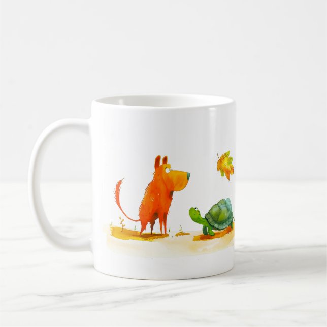 Caneca De Café Dog and Tortoise Cartoon (Esquerda)