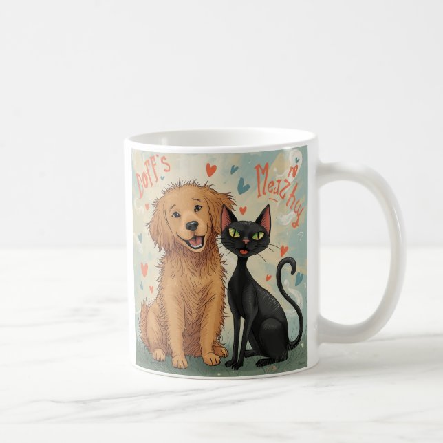 Caneca De Café Dog & Cat Whimsical Coffee Mug – Cozy Kind_Ones (Direita)