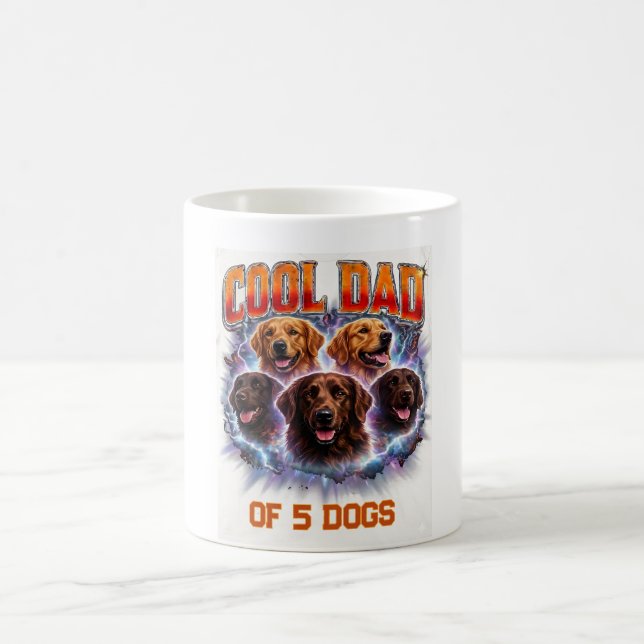 Caneca De Café Dog Dad Portrait Personalized Number Custom Design (Centro)