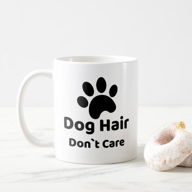Caneca De Café Dog Hair Don`t Care Funny Dog Mug (Com Donut)