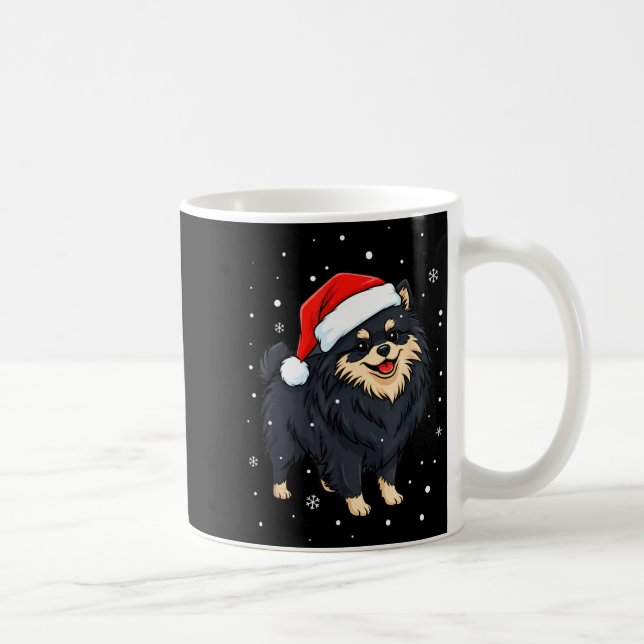 Caneca De Café Dog Holiday Meranian Dog Santa Illustration - Fluf (Direita)