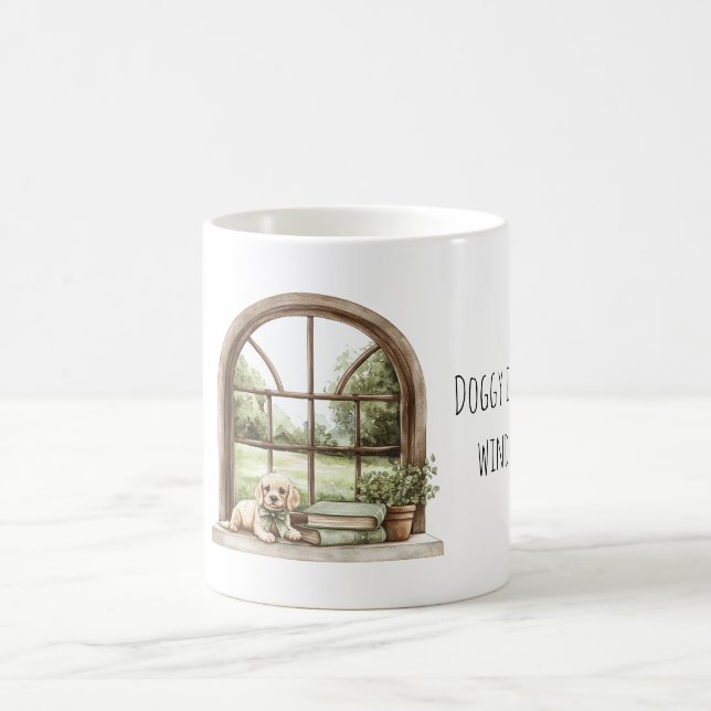 Caneca De Café Dog in Window (Centro)