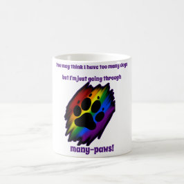Caneca De Café Dog lover's mug woman many paws rainbow pawprint