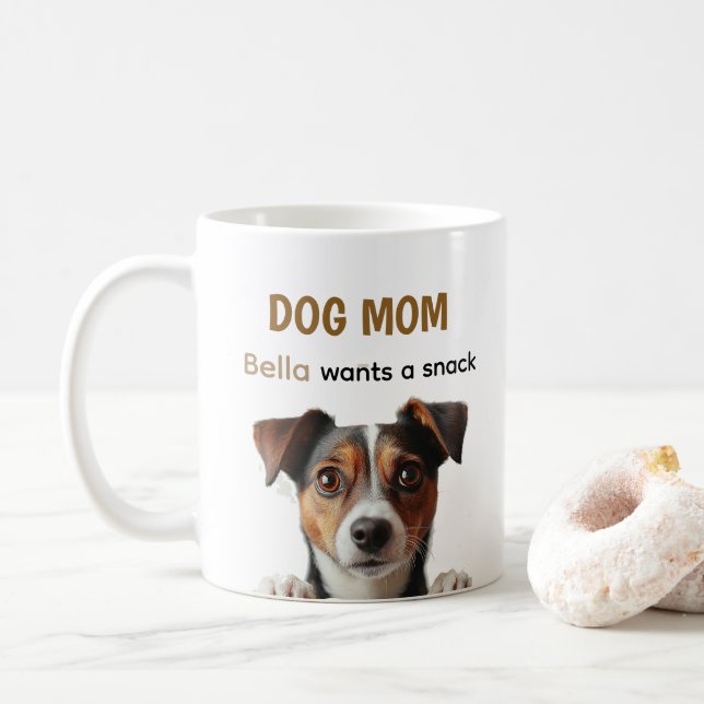 Caneca De Café Dog Mom Cute Puppy Coffee Quote Design (Com Donut)