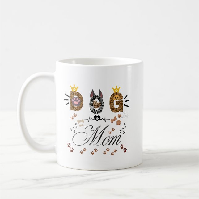 Caneca De Café Dog Mom Leopard Print Paw Design/Leopard Dog Mom (Esquerda)