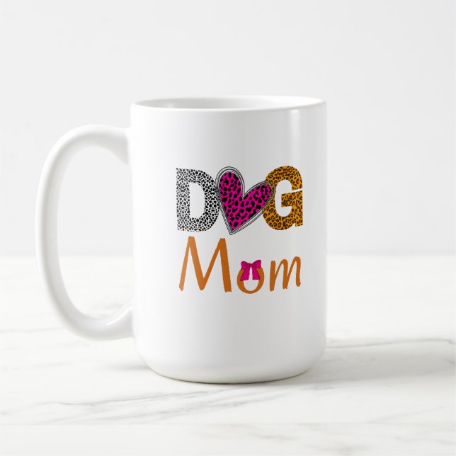 Caneca De Café Dog Mom Leopard Print/Trending Dog  Lover Gift (Esquerda)