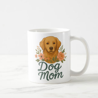 Caneca De Café Dog Mom Mug – Golden Retriever Floral Design – Cut