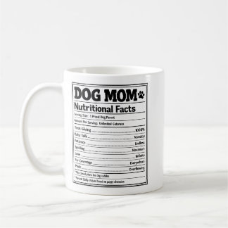 Caneca De Café Dog Mom Nutritional Facts Funny Puppy Parent