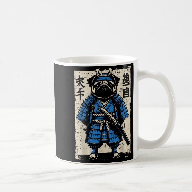 Caneca De Café Dog Pug Samurai Funny Japanese Warrior Art Men Wom (Direita)