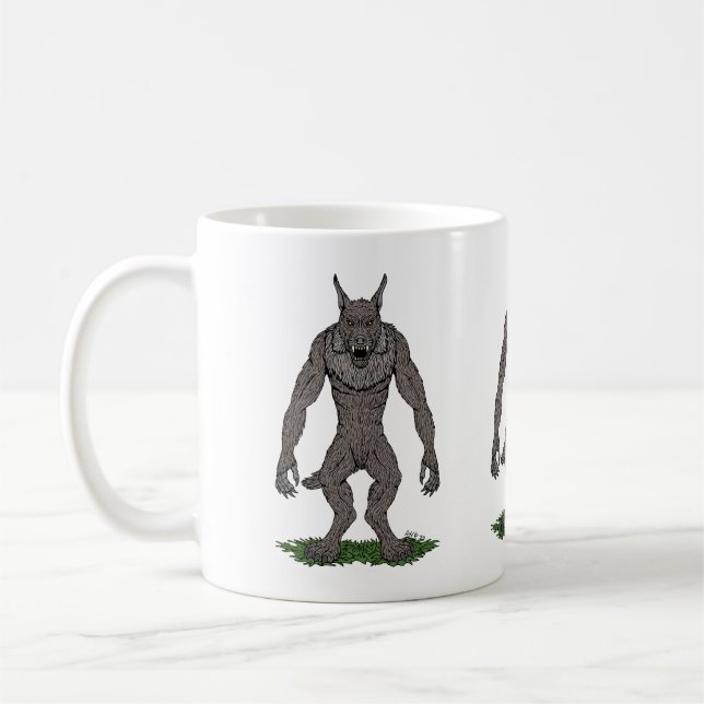Caneca De Café Dogman Cryptid ou Werewolf (Esquerda)