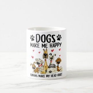 Caneca De Café Dogs Make Me Happy Humans Make My Head Hurt Cute D
