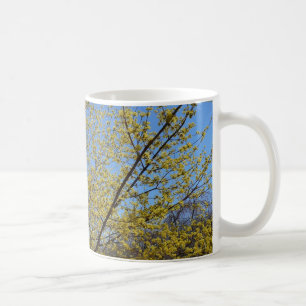 Caneca De Café Dogwood da cereja de cornalina e céu azul florais