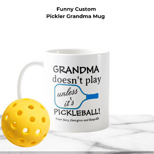 Caneca De Café Doida Avó de Pickleball Moderna Tipografia Persona