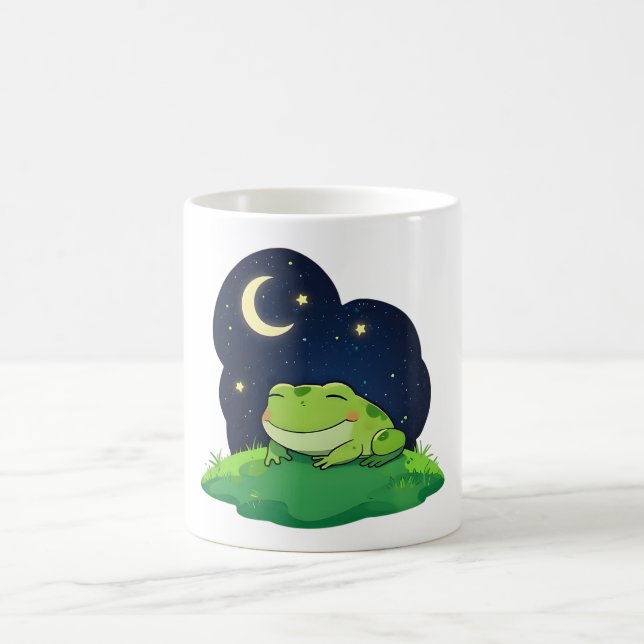 Caneca De Café Doido Design de Observação de Estrelas Sapo Kawaii (Centro)